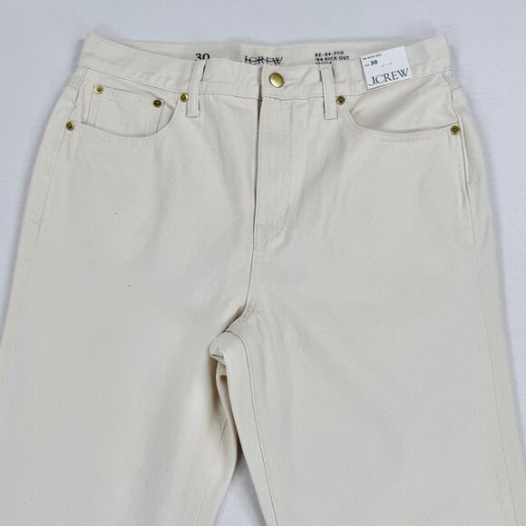 J Crew Women's Mid Rise Relaxed Kickout Jean Size 30 Ecru Beige Cropped - Picture 6 of 16